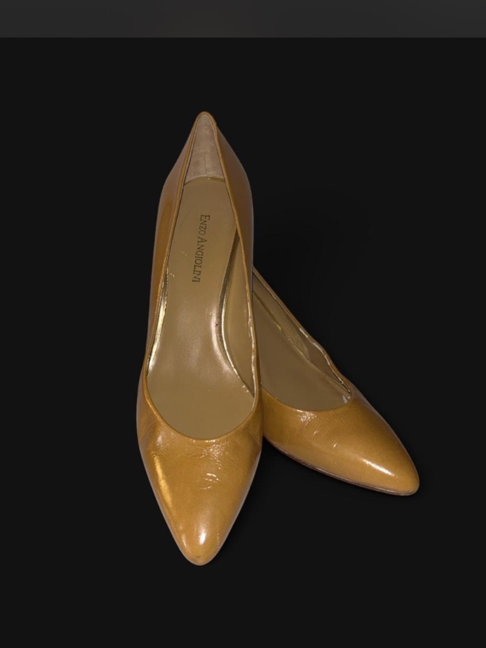 👑 VTG Enzo Angiolini Mustard Yellow Leather Heels 👑